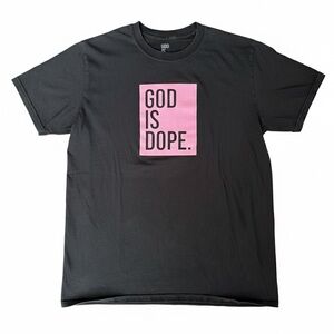 God Is Dope Black Pink Graphic T-Shirt Medium Excellent Vintage Condition